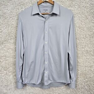 Rhone Commuter Shirt Mens M Long Sleeve Button Striped Gray Performance Stretch